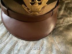 WW2 US Army Air Force Officer Visor Hat Cap w Badge Crusher Cap Air Corps