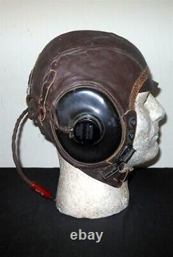 WW2 US Army Air Force TYPE A-11 FLIGHT HELMET & EARHONES SUPERB