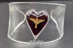 WW2 US Army Air Force USAAF Sweetheart Lucite Bracelet Red Heart Prop Wing