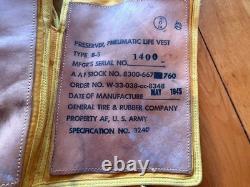 WW2 US Army Air Force USAAF Type B-5 Life Preserver WithDYE PACK /WHISTLE