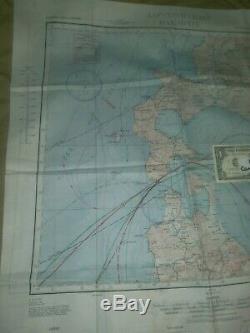 WW2 US. Army Air Force silk evasion map Hakodate, Japan 1943 edition size 23×23