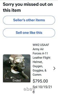 WW2 US Army Air Forces AAF LEATHER PILOT HELMET GOGGLES OXYGEN MASK & SILK SCARF