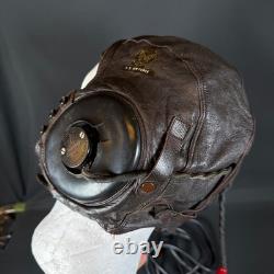 WW2 US Army Air Forces Pilot Leather A-11 Helmet Aviator Cap Fox Chase