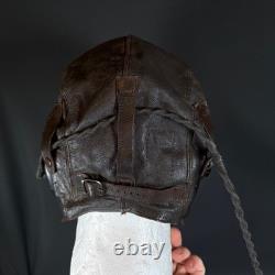 WW2 US Army Air Forces Pilot Leather A-11 Helmet Aviator Cap Fox Chase