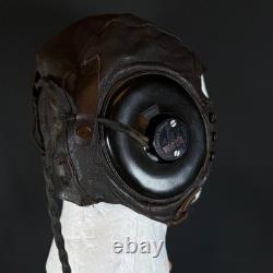 WW2 US Army Air Forces Pilot Leather A-11 Helmet Aviator Cap Fox Chase