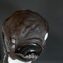 WW2 US Army Air Forces Pilot Leather A-11 Helmet Aviator Cap Fox Chase