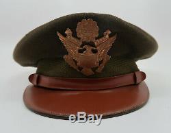 WW2 US Officer dress visor cap Army Air Corp force WW1 military bomber pilot hat