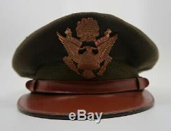 WW2 US Officer dress visor cap Army Air Corp force WW1 military bomber pilot hat