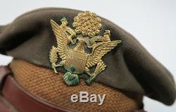 WW2 US Officer visor cap dress uniform jacket hat Army Air Force corp WWII NAMED