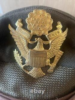 WW2 US Officer visor cap hat Army Air Force crusher pilot Bancroft Flighter Wool