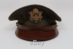 WW2 US Officer visor cap tunic Army Air Corp crusher pilot dress uniform war hat