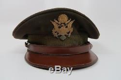 WW2 US Officer visor cap tunic Army Air Corp crusher pilot dress uniform war hat