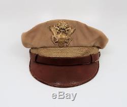 WW2 US Officer visor cap tunic hat Army Air Corp crusher NAMED Bancroft Flighter