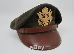 WW2 US Officer visor cap tunic hat Army Air Corp crusher pilot Bancroft Flighter