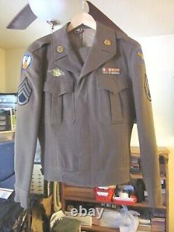 WW2 U. S. ARMY 9th AIR FORCE ETO FIELD JACKET aka IKE JACKET & TROUSERS V/G