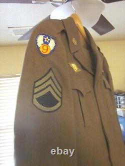 WW2 U. S. ARMY 9th AIR FORCE ETO FIELD JACKET aka IKE JACKET & TROUSERS V/G