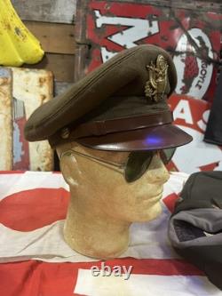 WW2 U. S. Army Air Force Uniform Hat Cap Patch Medal Wings Pilot Aviator Glasses