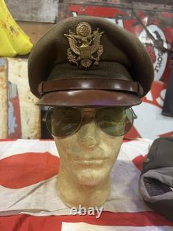 WW2 U. S. Army Air Force Uniform Hat Cap Patch Medal Wings Pilot Aviator Glasses