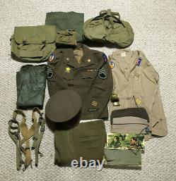 WW2 WWII Army Air Force Uniform Ike Shirt Pants Socks Hats Awards Field Gear Lot