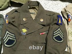 WW2 WWII Army Air Force Uniform Ike Shirt Pants Socks Hats Awards Field Gear Lot