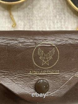 WW2 WWII USAAF US Army Air Force Pilot / Aviator Sunglasses Green Lenses + Pouch
