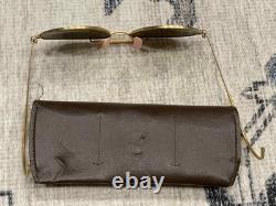 WW2 WWII USAAF US Army Air Force Pilot / Aviator Sunglasses Green Lenses + Pouch