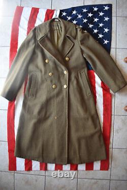 WW2 WWll US Army Air Force Long Wool Overcoat Trench Coat Winter Dress 40R 40 R