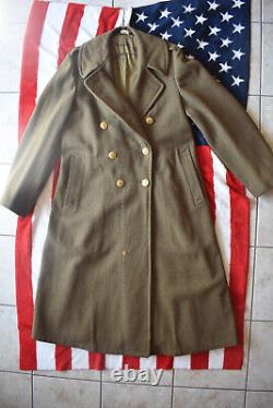 WW2 WWll US Army Air Force Long Wool Overcoat Trench Coat Winter Dress 40R 40 R