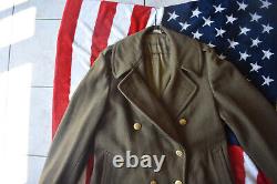 WW2 WWll US Army Air Force Long Wool Overcoat Trench Coat Winter Dress 40R 40 R