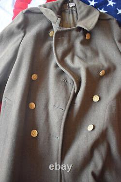 WW2 WWll US Army Air Force Long Wool Overcoat Trench Coat Winter Dress 40R 40 R