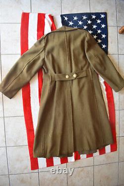 WW2 WWll US Army Air Force Long Wool Overcoat Trench Coat Winter Dress 40R 40 R