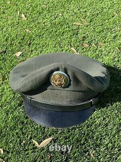 WW2 World War II Soldier Visor Cap Hat Army Air Force Green Size 6 7/8 War Used