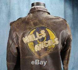 WW2 officer US Army Air Force Corp leather A2 bomber jacket USAF HELLS ANGELS