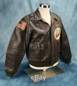 WW2 officer US Army Air Force Corp leather A2 bomber jacket USAF NAME 727th BS