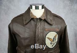 WW2 officer US Army Air Force Corp leather A2 bomber jacket USAF NAME group 38