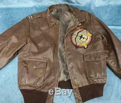 WW2 officer US Army Air Force Corp leather A2 bomber jacket USAF NAME group 44