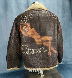 WW2 officer US Army Air Force Corp leather D1 bomber jacket USAF DAKOTA QUEEN