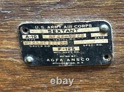 WW2 vintage Army Air Corps/USAF A-10 aerial sextant. Agfa Ansco
