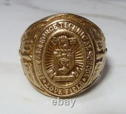 WWII 10k Gold ARMY AIR FORCE TECHNICAL SCHOOL LOVE FIELD, DALLAS Ring SZ 11.5