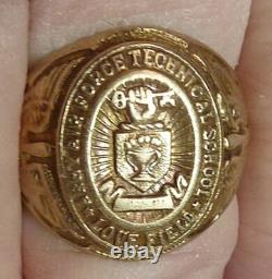WWII 10k Gold ARMY AIR FORCE TECHNICAL SCHOOL LOVE FIELD, DALLAS Ring SZ 11.5