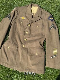 WWII 1942 Named US Army Air Forces Service Coat 38R Wool Serge 13th AAF Corporal