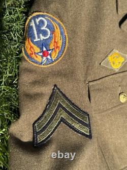 WWII 1942 Named US Army Air Forces Service Coat 38R Wool Serge 13th AAF Corporal