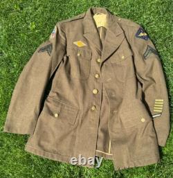WWII 1942 Named US Army Air Forces Service Coat 38R Wool Serge 13th AAF Corporal
