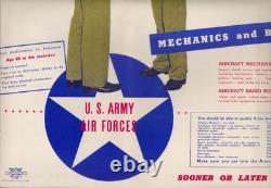 WWII 1942 Recruitment Brochure Poster ARMY AIR FORCES VG Large 18 x 24 COLOR