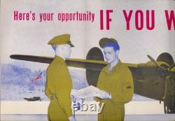 WWII 1942 Recruitment Brochure Poster ARMY AIR FORCES VG Large 18 x 24 COLOR