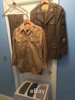 WWII 1942 US 15th Army Air Corps Named Uniform Grouping with Overseas Caps