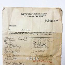 WWII 1943 Signature Sheet of 812 Bombardier Training Squadron Army Air Force
