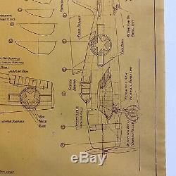 WWII 1944 U. S. Army Air Corps Republic P-47 Thunderbolt Blueprint WW2 Relic