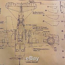 WWII 1944 U. S. Army Air Corps Republic P-47 Thunderbolt Blueprint WW2 Relic