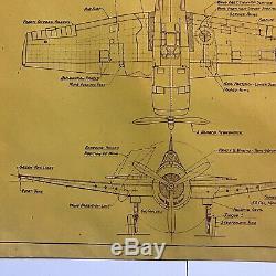 WWII 1944 U. S. Army Air Corps Republic P-47 Thunderbolt Blueprint WW2 Relic